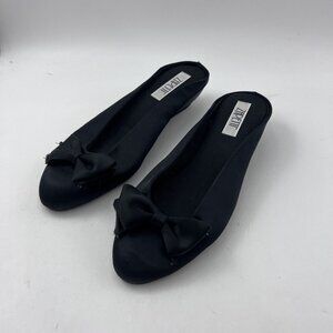 Vintage Zapetti  Satin Shoe Slipper Black Size 6 Vintage Slight Wedge Bow